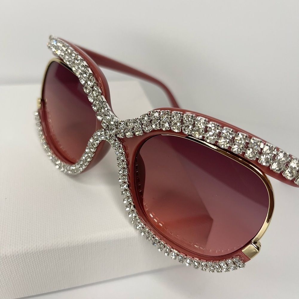 Elegant Red Rhinestone Sunglasses - Picture 3 of 3